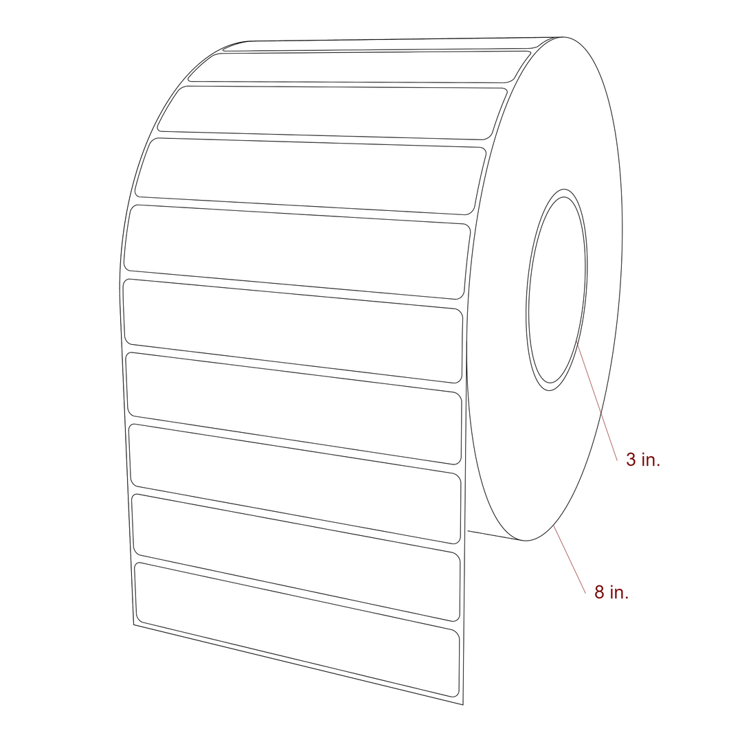 5.5 Inch x 1 Inch Rectangle Inkjet Label Roll - 3 Inch Core - 8 Inch Roll OD - 3D Perspective