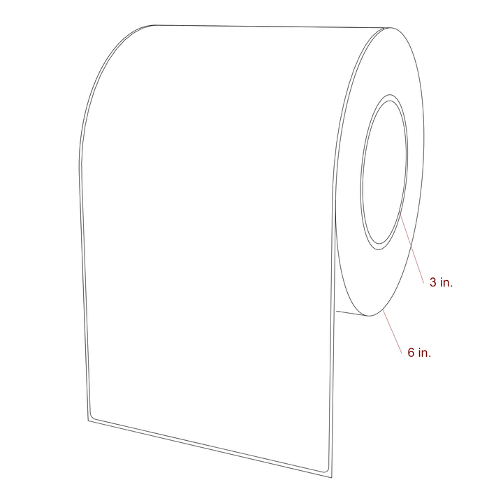 5.5 Inch x 10 Inch Rectangle Inkjet Label Roll - 3 Inch Core - 6 Inch Roll OD - 3D Perspective