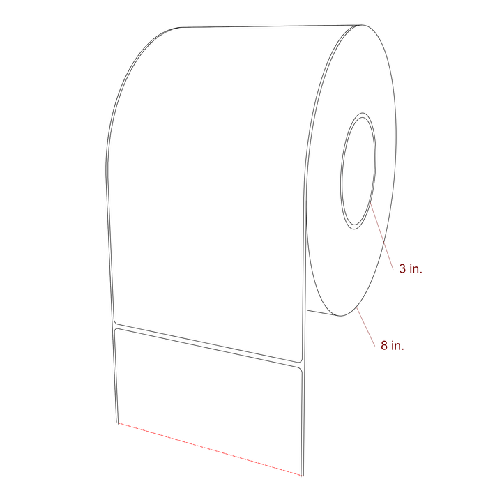 5.5 Inch x 10 Inch Rectangle Inkjet Label Roll - 3 Inch Core - 8 Inch Roll OD - 3D Perspective