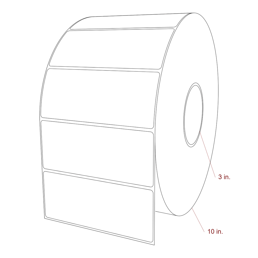 5.5 Inch x 2.25 Inch Rectangle Inkjet Label Roll - 3 Inch Core - 10 Inch Roll OD - 3D Perspective
