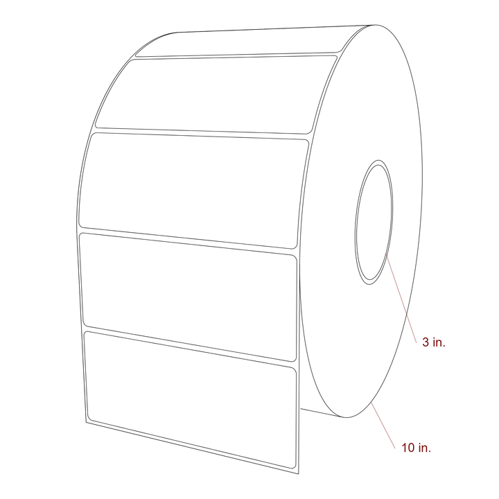 5.5 Inch x 2.25 Inch Rectangle Inkjet Label Roll - 3 Inch Core - 10 Inch Roll OD - 3D Perspective