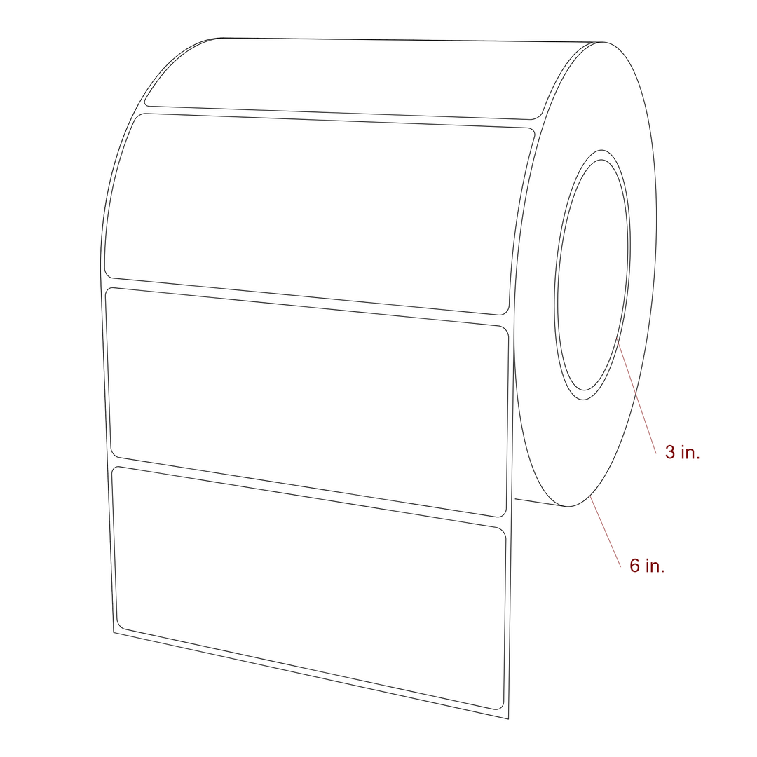 5.5 Inch x 2.25 Inch Rectangle Inkjet Label Roll - 3 Inch Core - 6 Inch Roll OD - 3D Perspective