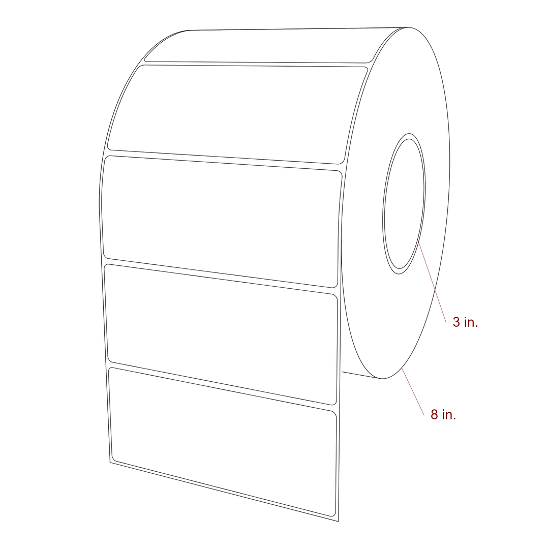 5.5 Inch x 2.25 Inch Rectangle Inkjet Label Roll - 3 Inch Core - 8 Inch Roll OD - 3D Perspective