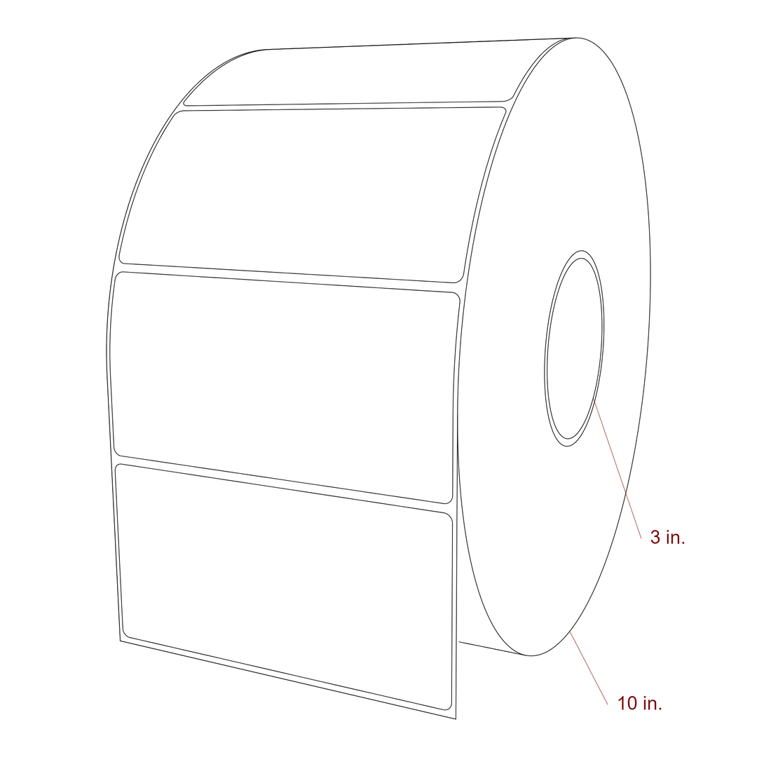 5.5 Inch x 2.75 Inch Rectangle Inkjet Label Roll - 3 Inch Core - 10 Inch Roll OD - 3D Perspective