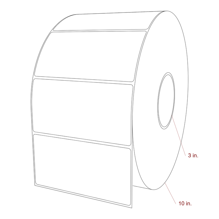 5.5 Inch x 2.75 Inch Rectangle Inkjet Label Roll - 3 Inch Core - 10 Inch Roll OD - 3D Perspective