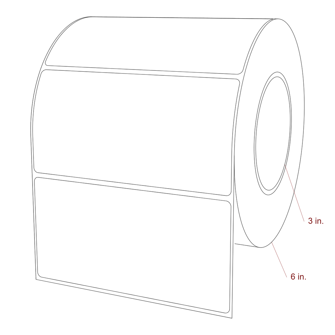 5.5 Inch x 2.75 Inch Rectangle Inkjet Label Roll - 3 Inch Core - 6 Inch Roll OD - 3D Perspective