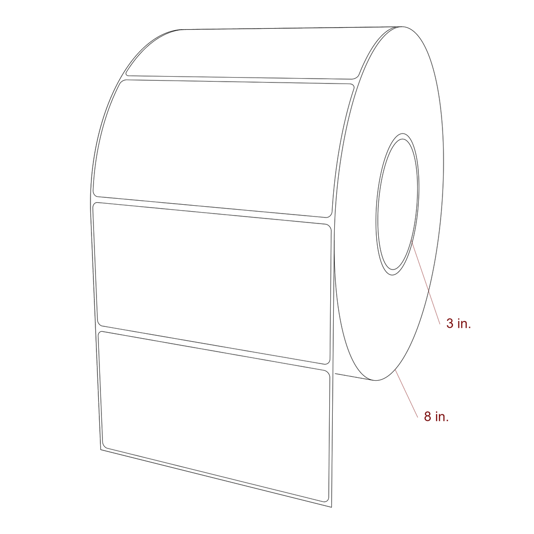 5.5 Inch x 2.75 Inch Rectangle Inkjet Label Roll - 3 Inch Core - 8 Inch Roll OD - 3D Perspective