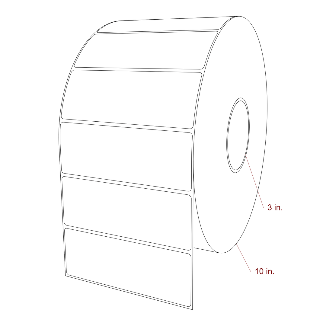 5.5 Inch x 2 Inch Rectangle Inkjet Label Roll - 3 Inch Core - 10 Inch Roll OD - 3D Perspective