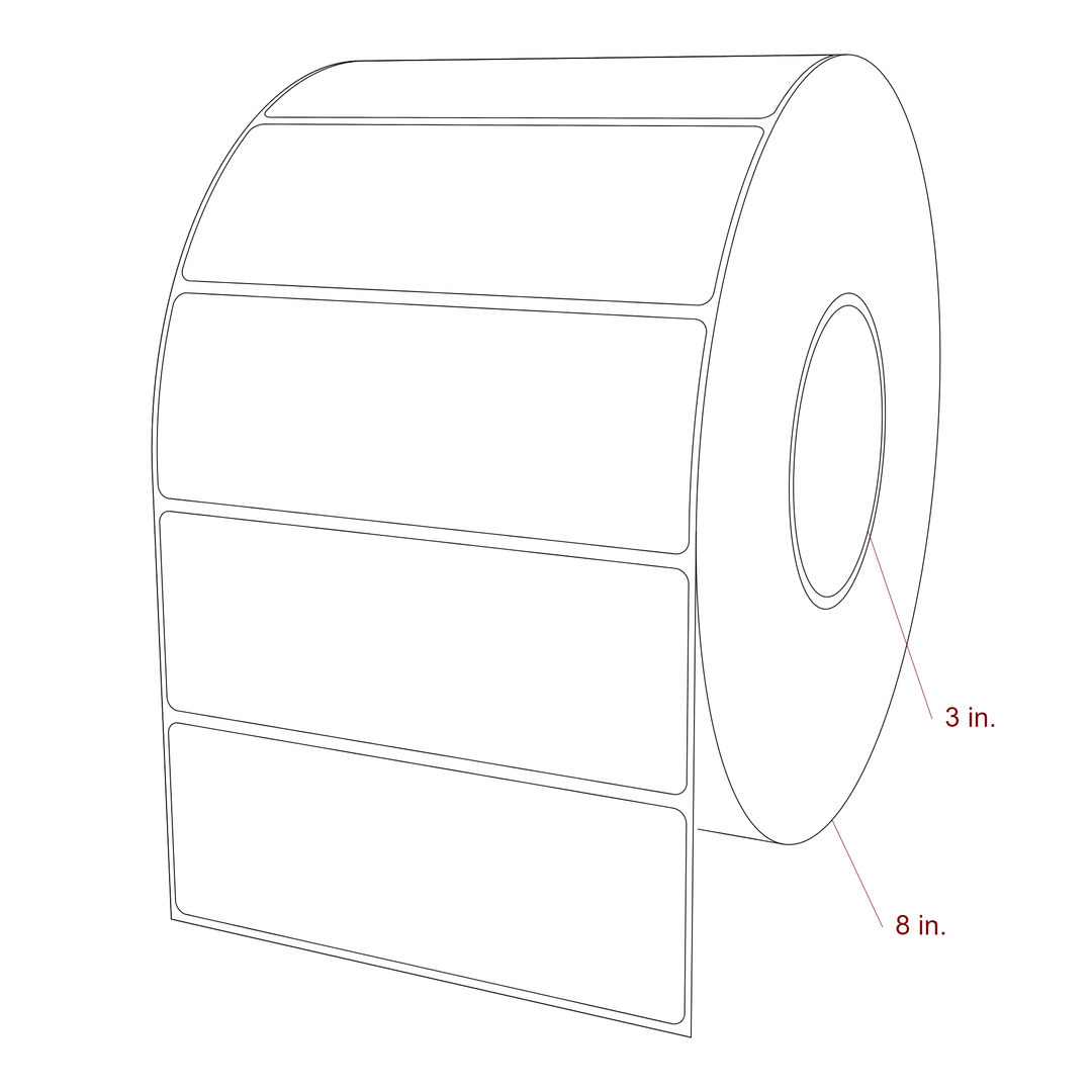 5.5 Inch x 2 Inch Rectangle Inkjet Label Roll - 3 Inch Core - 8 Inch Roll OD - 3D Perspective