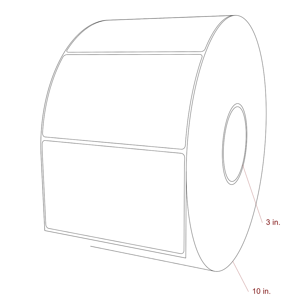 5.5 Inch x 3.25 Inch Rectangle Inkjet Label Roll - 3 Inch Core - 10 Inch Roll OD - 3D Perspective
