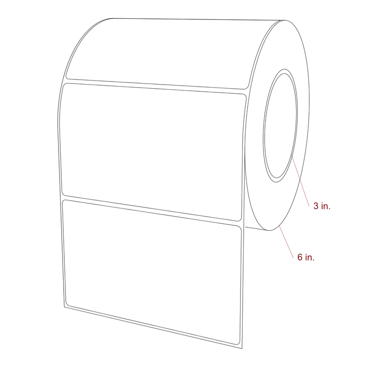 5.5 Inch x 3.25 Inch Rectangle Inkjet Label Roll - 3 Inch Core - 6 Inch Roll OD - 3D Perspective