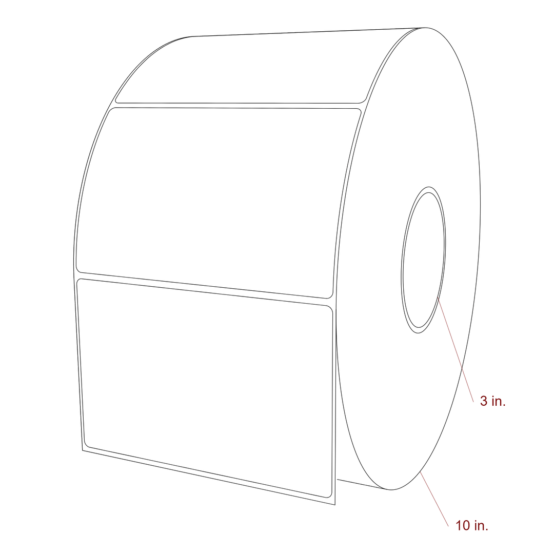 5.5 Inch x 3.5 Inch Rectangle Inkjet Label Roll - 3 Inch Core - 10 Inch Roll OD - 3D Perspective