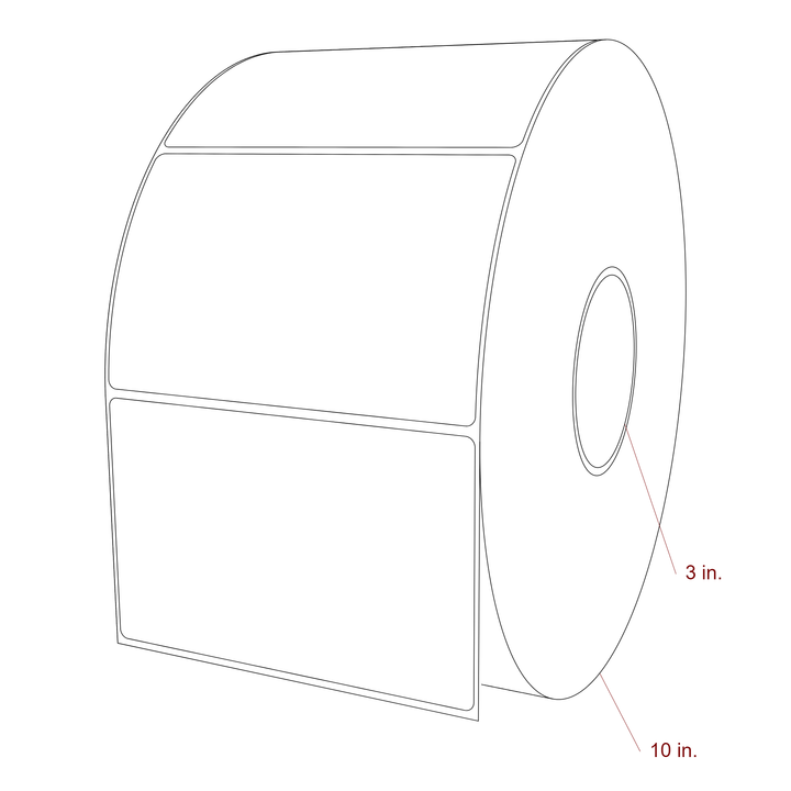 5.5 Inch x 3.5 Inch Rectangle Inkjet Label Roll - 3 Inch Core - 10 Inch Roll OD - 3D Perspective