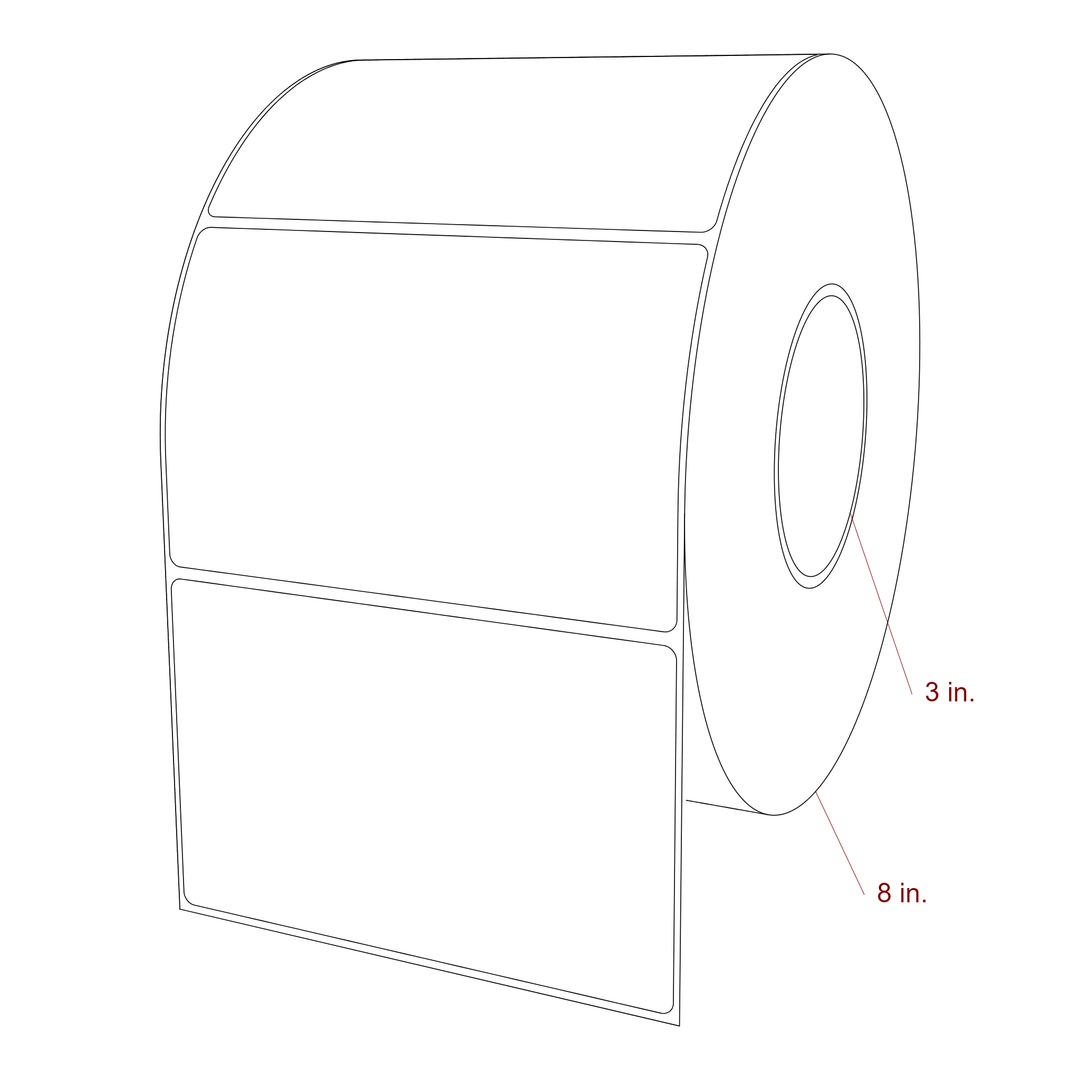 5.5 Inch x 3.5 Inch Rectangle Inkjet Label Roll - 3 Inch Core - 8 Inch Roll OD - 3D Perspective