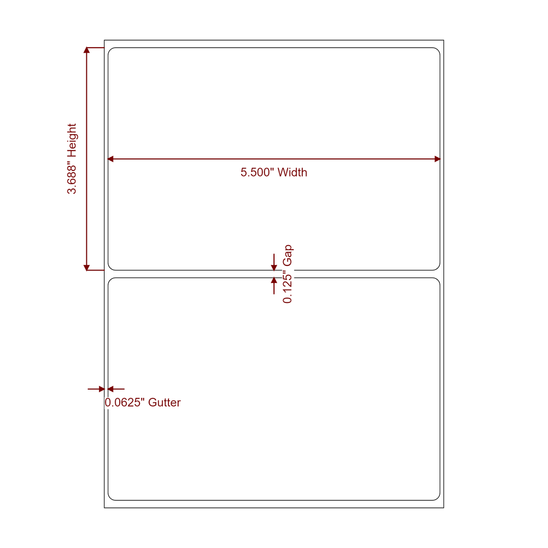 5.5" x 3.6875" Rectangle Roll for Epson ColorWorks, VIPColor & Primera Printers; 5.5" x 3.6875" Rectangle Label Diagram