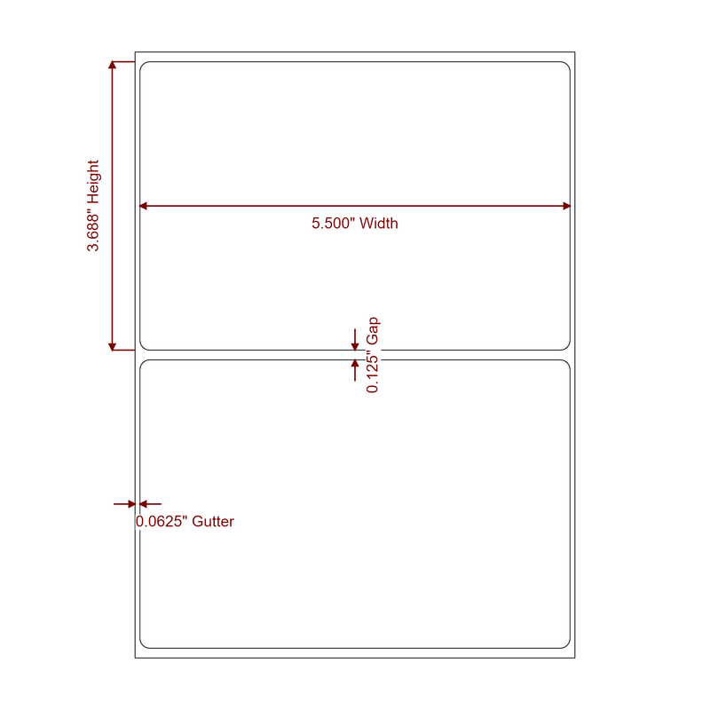 5.5" x 3.6875" Inkjet Label Rolls | Fits Epson ColorWorks, VIPColor & Primera - Label Diagram