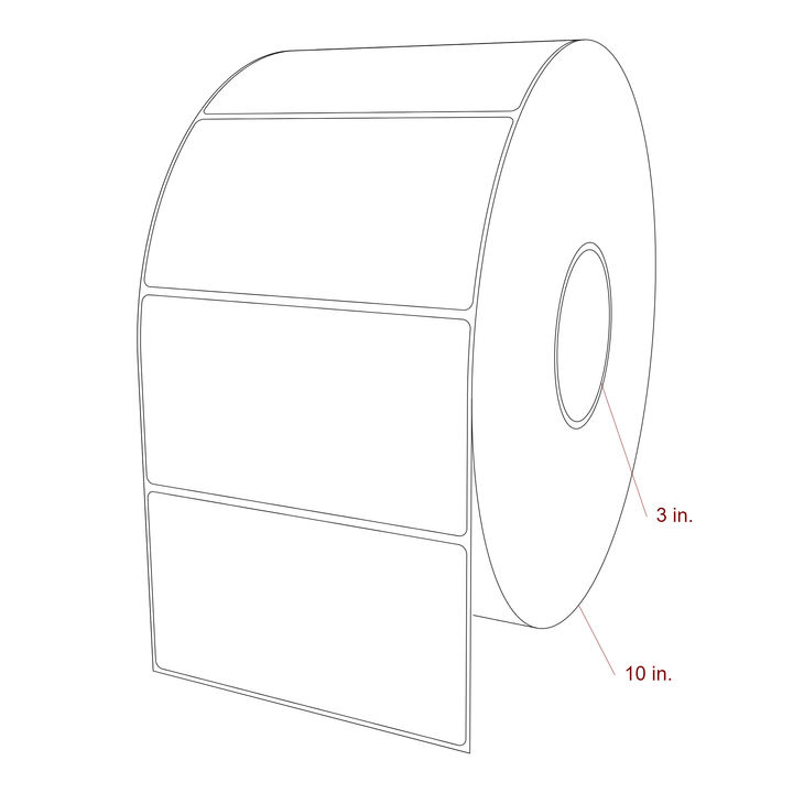 5.5 Inch x 3 Inch Rectangle Inkjet Label Roll - 3 Inch Core - 10 Inch Roll OD - 3D Perspective