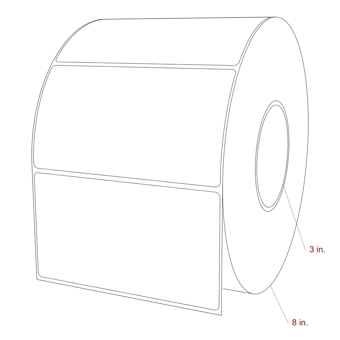 5.5 Inch x 3 Inch Rectangle Inkjet Label Roll - 3 Inch Core - 8 Inch Roll OD - 3D Perspective