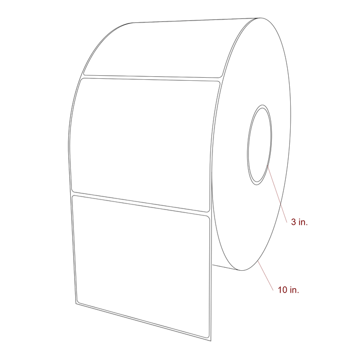 5.5 Inch x 4.25 Inch Rectangle Inkjet Label Roll - 3 Inch Core - 10 Inch Roll OD - 3D Perspective