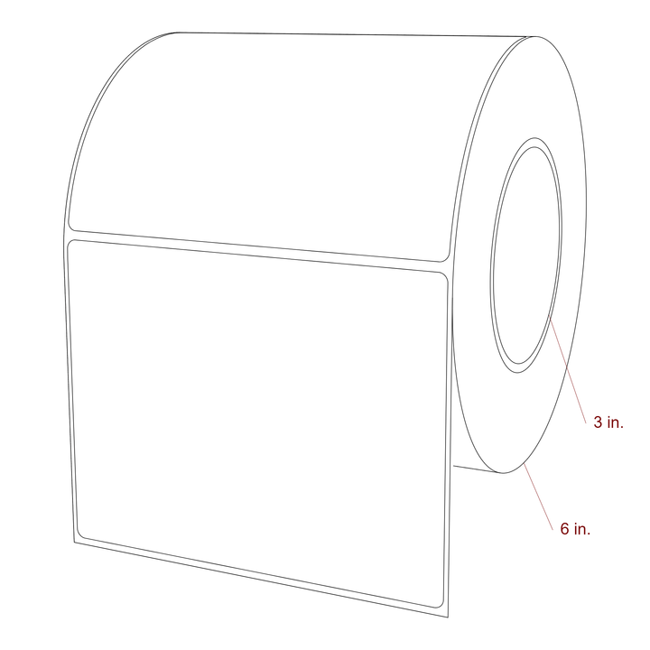 5.5 Inch x 4.25 Inch Rectangle Inkjet Label Roll - 3 Inch Core - 6 Inch Roll OD - 3D Perspective