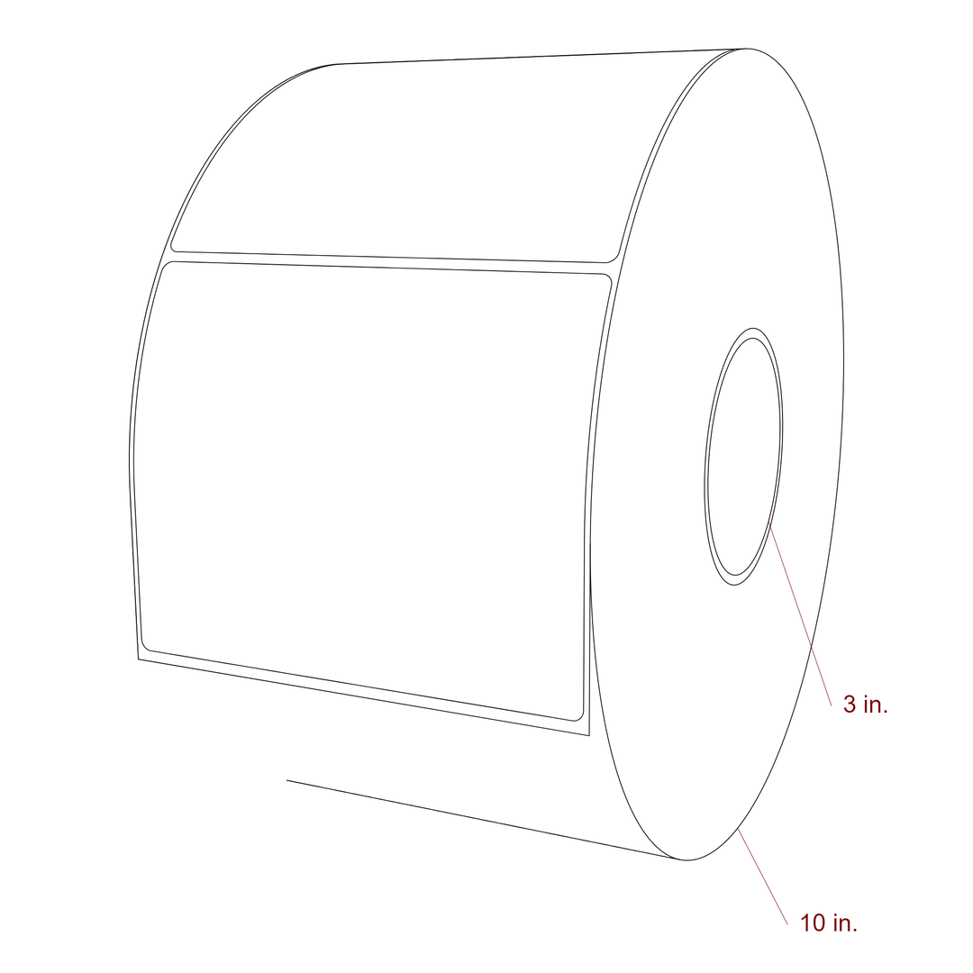 5.5 Inch x 4.5 Inch Rectangle Inkjet Label Roll - 3 Inch Core - 10 Inch Roll OD - 3D Perspective