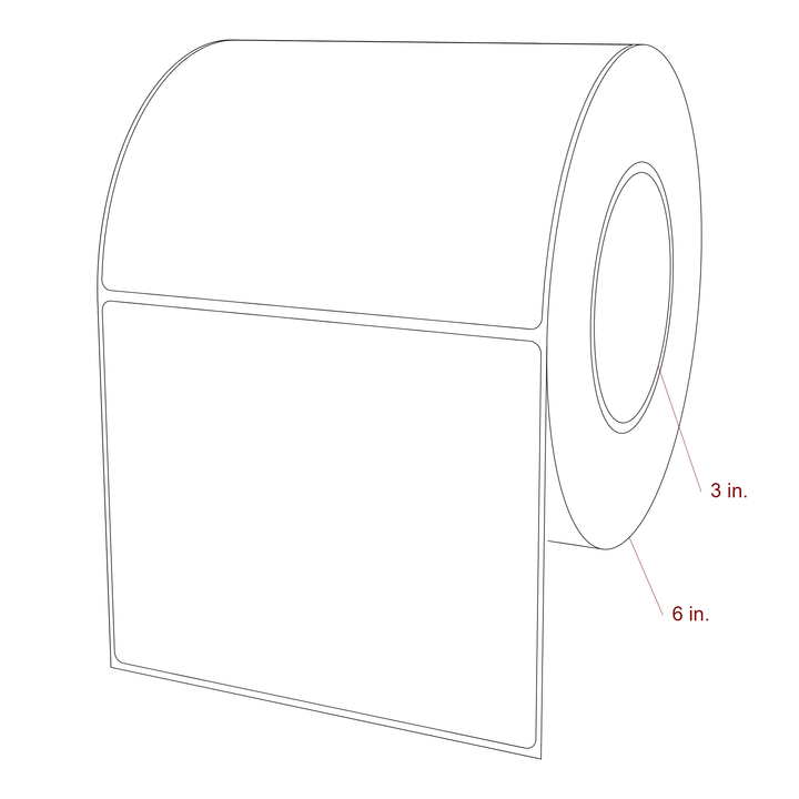 5.5 Inch x 4.5 Inch Rectangle Inkjet Label Roll - 3 Inch Core - 6 Inch Roll OD - 3D Perspective