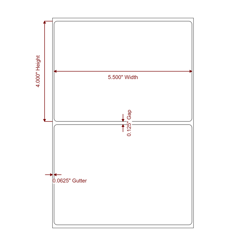 5.5" x 4" Inkjet Label Rolls | Fits Epson ColorWorks, VIPColor & Primera - Label Diagram