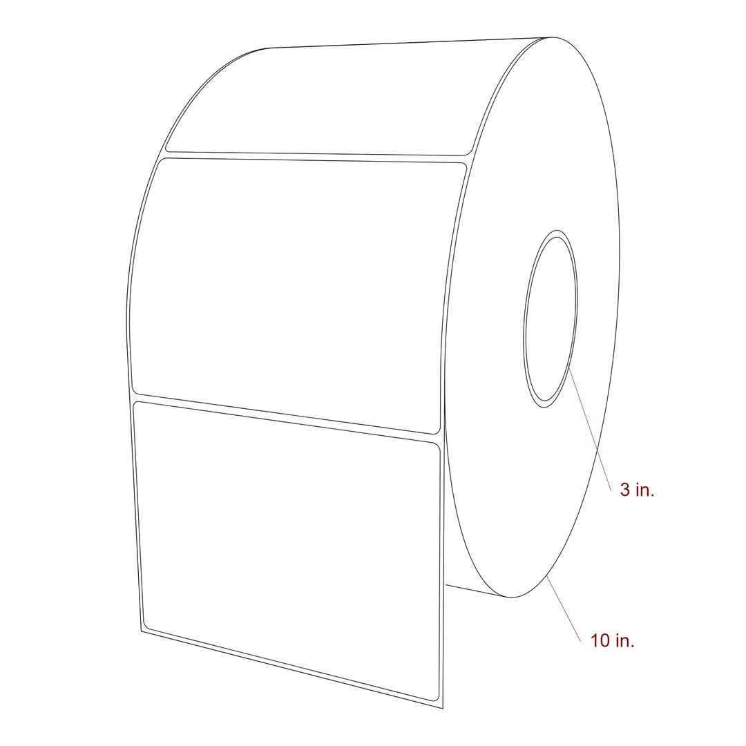 5.5 Inch x 4 Inch Rectangle Inkjet Label Roll - 3 Inch Core - 10 Inch Roll OD - 3D Perspective