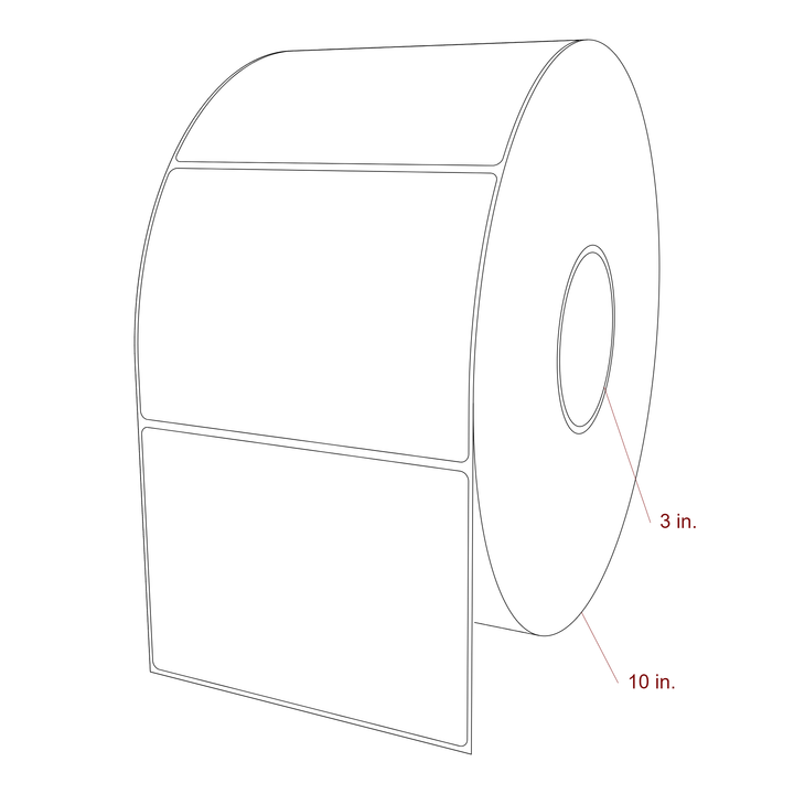 5.5 Inch x 4 Inch Rectangle Inkjet Label Roll - 3 Inch Core - 10 Inch Roll OD - 3D Perspective