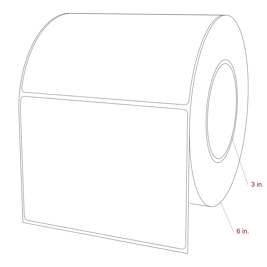 5.5 Inch x 4 Inch Rectangle Inkjet Label Roll - 3 Inch Core - 6 Inch Roll OD - 3D Perspective