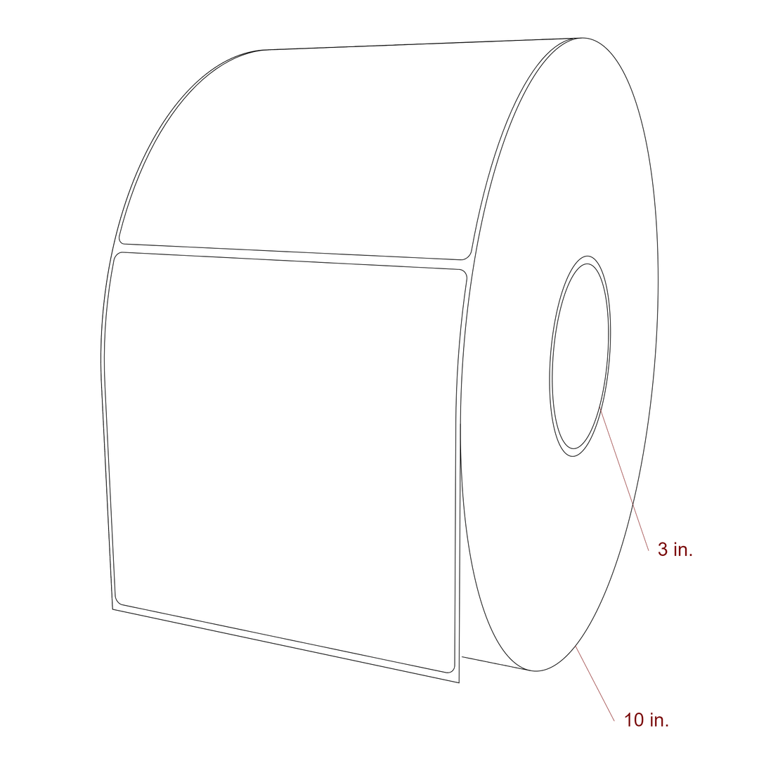 5.5 Inch x 5.25 Inch Rectangle Inkjet Label Roll - 3 Inch Core - 10 Inch Roll OD - 3D Perspective