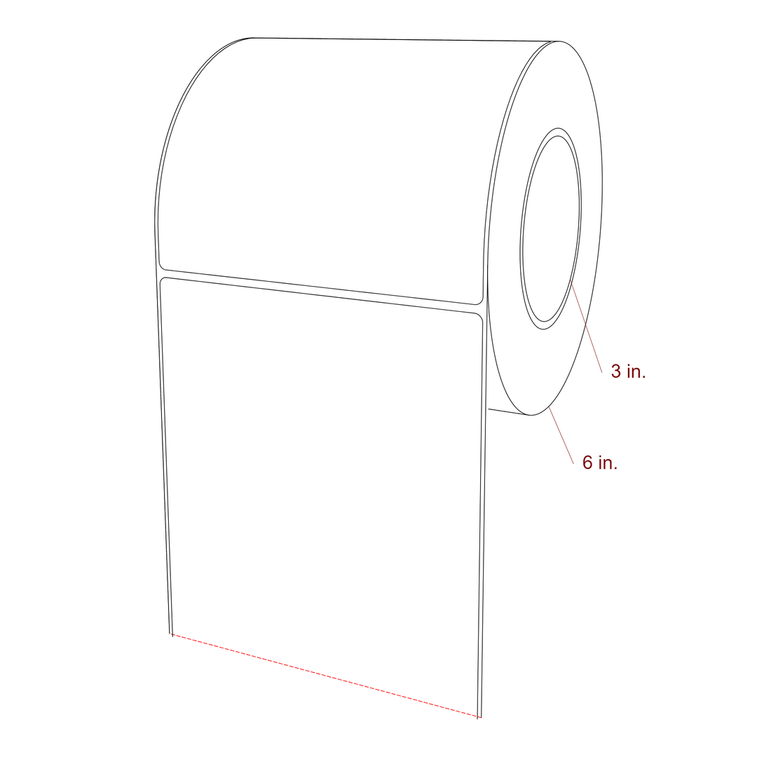 5.5 Inch x 5.25 Inch Rectangle Inkjet Label Roll - 3 Inch Core - 6 Inch Roll OD - 3D Perspective