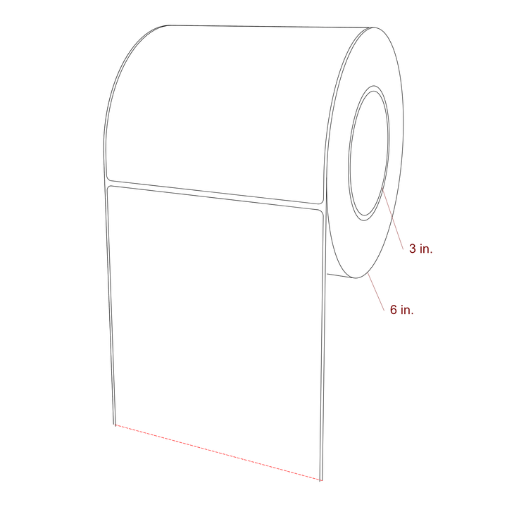 5.5 Inch x 5.25 Inch Rectangle Inkjet Label Roll - 3 Inch Core - 6 Inch Roll OD - 3D Perspective