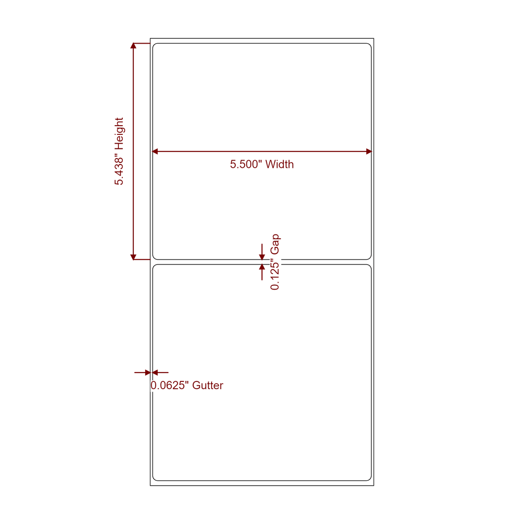 5.5" x 5.4375" Rectangle Roll for Epson ColorWorks, VIPColor & Primera Printers; 5.5" x 5.4375" Rectangle Label Diagram