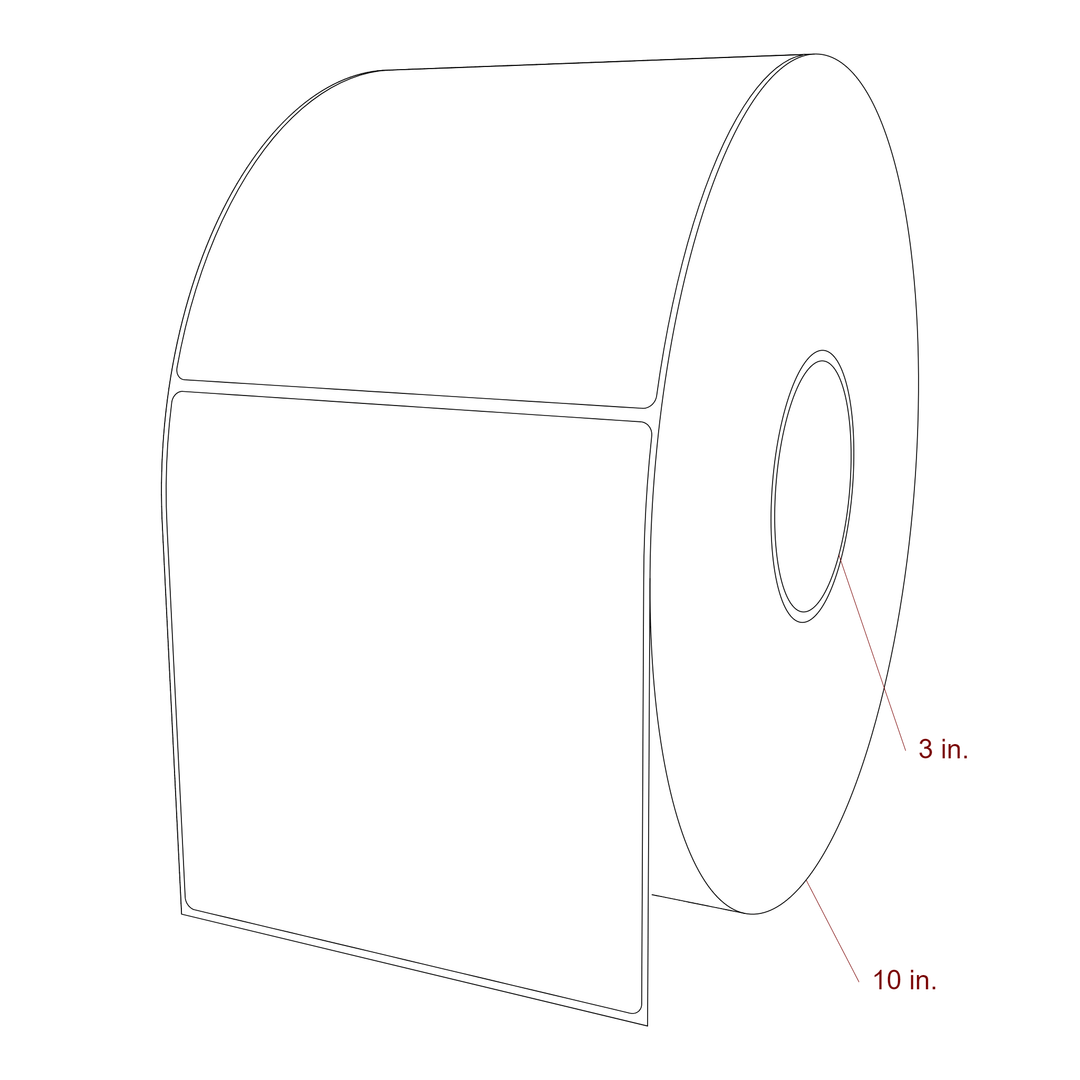 5.5 Inch x 5.75 Inch Rectangle Inkjet Label Roll - 3 Inch Core - 10 Inch Roll OD - 3D Perspective