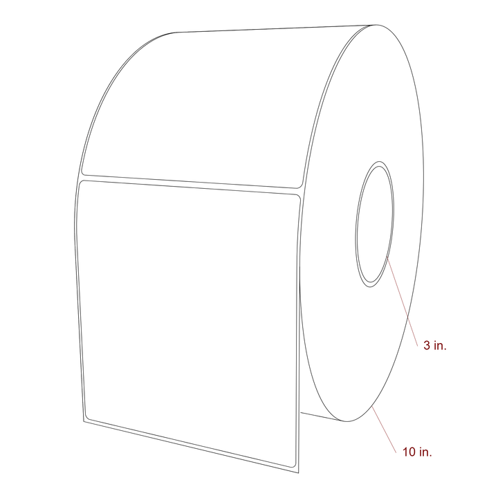 5.5 Inch x 5.75 Inch Rectangle Inkjet Label Roll - 3 Inch Core - 10 Inch Roll OD - 3D Perspective