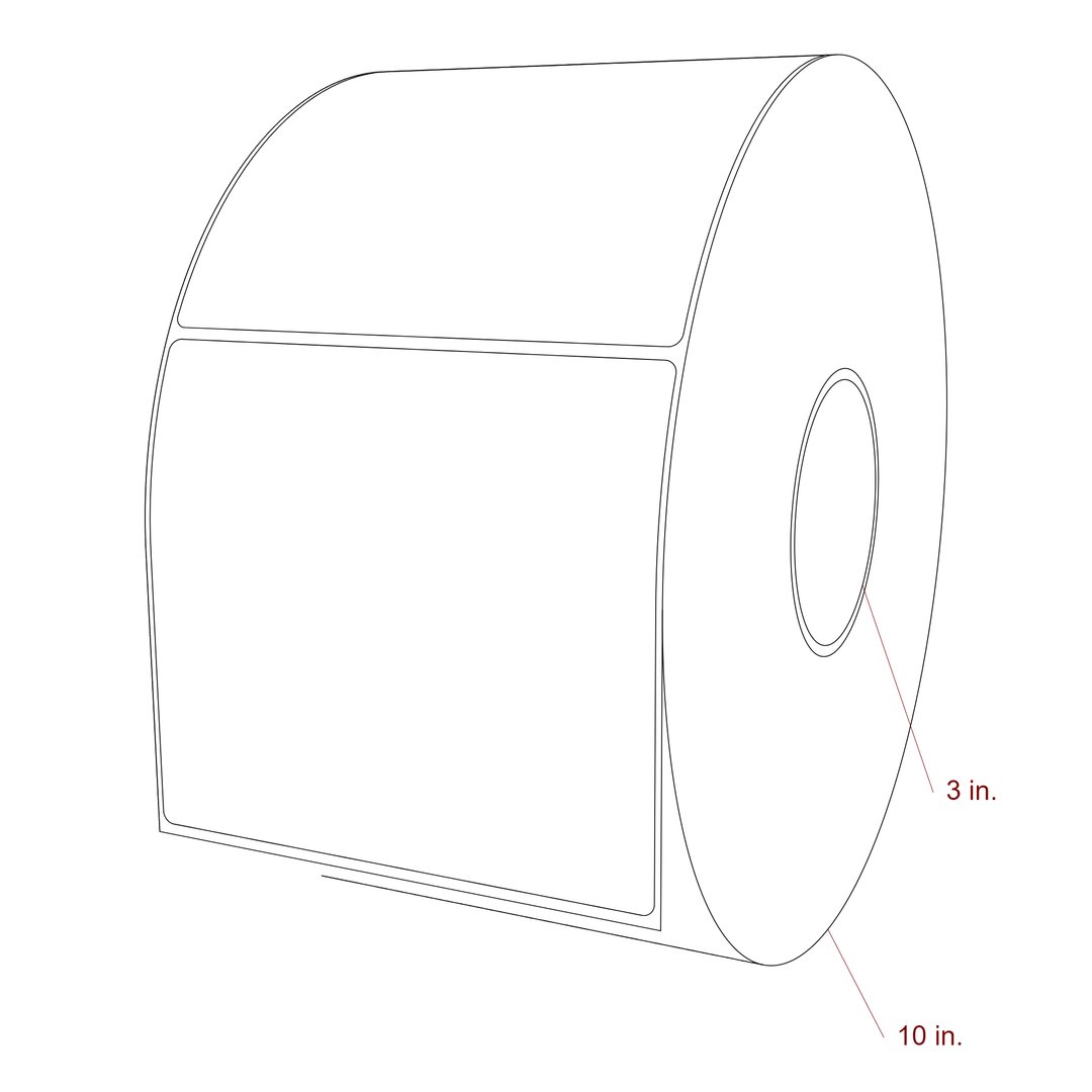 5.5 Inch x 5 Inch Rectangle Inkjet Label Roll - 3 Inch Core - 10 Inch Roll OD - 3D Perspective