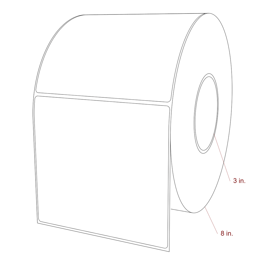 5.5 Inch x 5 Inch Rectangle Inkjet Label Roll - 3 Inch Core - 8 Inch Roll OD - 3D Perspective