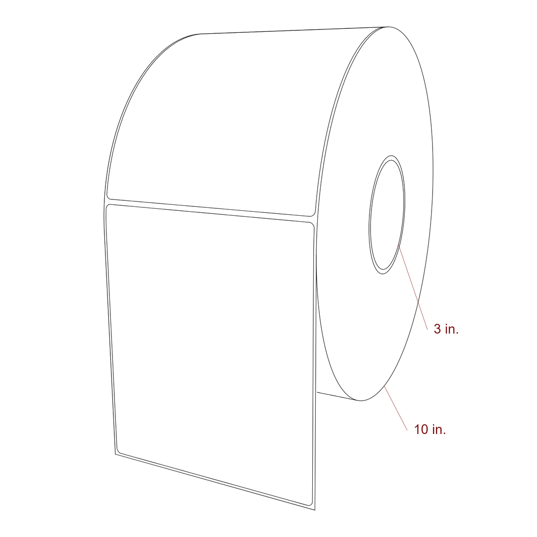 5.5 Inch x 6.5 Inch Rectangle Inkjet Label Roll - 3 Inch Core - 10 Inch Roll OD - 3D Perspective