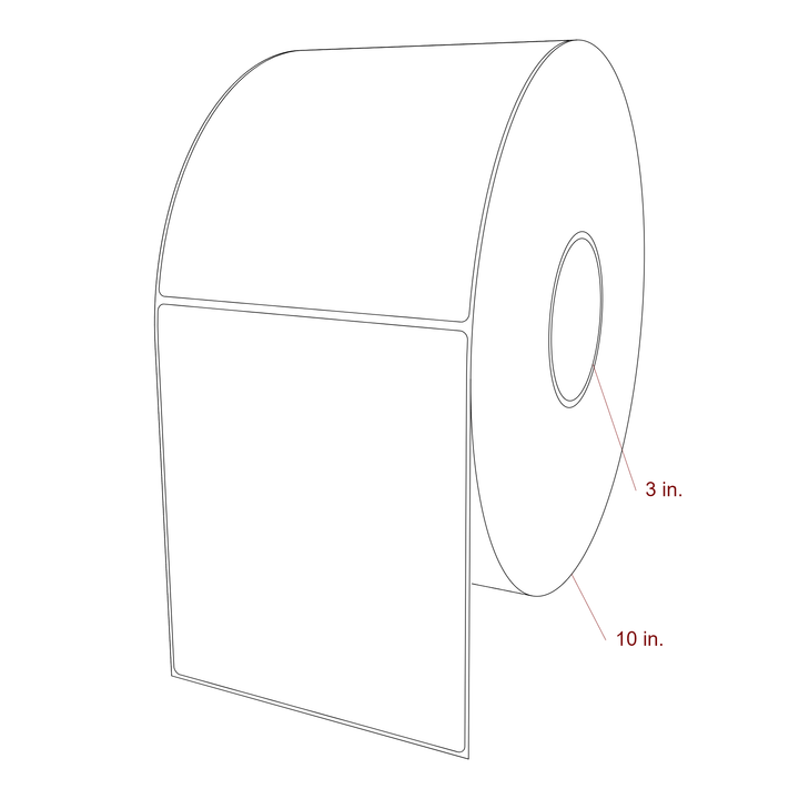 5.5 Inch x 6.5 Inch Rectangle Inkjet Label Roll - 3 Inch Core - 10 Inch Roll OD - 3D Perspective