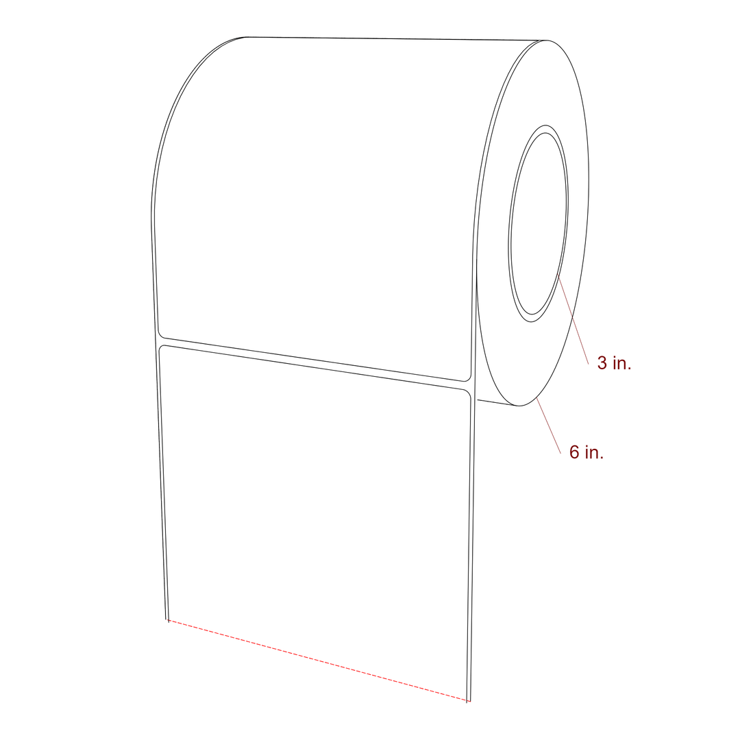 5.5 Inch x 6.5 Inch Rectangle Inkjet Label Roll - 3 Inch Core - 6 Inch Roll OD - 3D Perspective