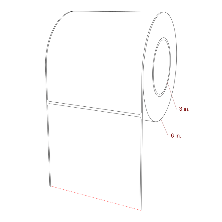 5.5 Inch x 6.5 Inch Rectangle Inkjet Label Roll - 3 Inch Core - 6 Inch Roll OD - 3D Perspective