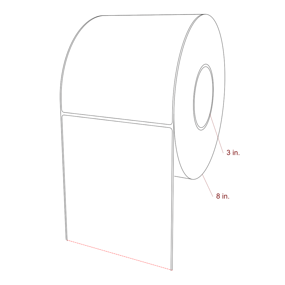 5.5 Inch x 6.5 Inch Rectangle Inkjet Label Roll - 3 Inch Core - 8 Inch Roll OD - 3D Perspective