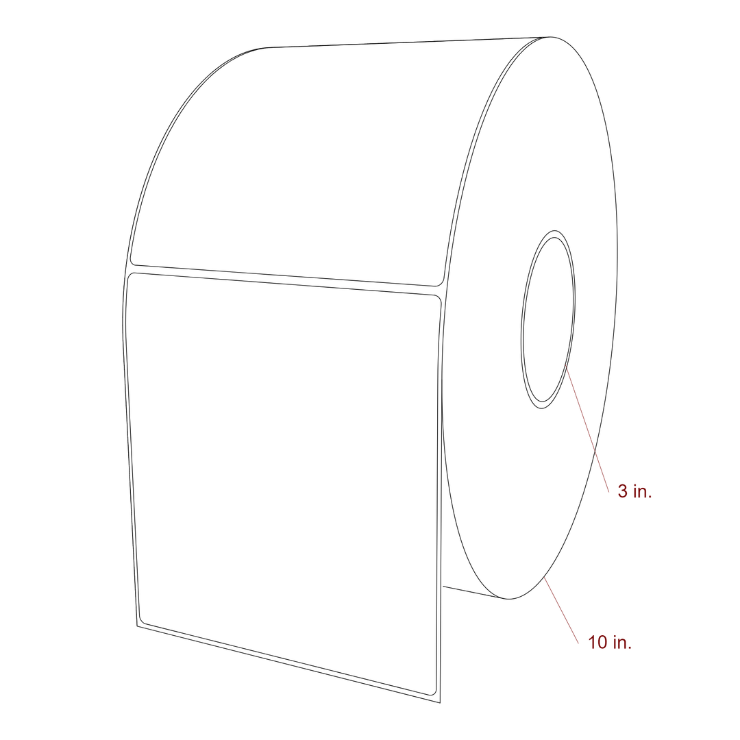 5.5 Inch x 6 Inch Rectangle Inkjet Label Roll - 3 Inch Core - 10 Inch Roll OD - 3D Perspective