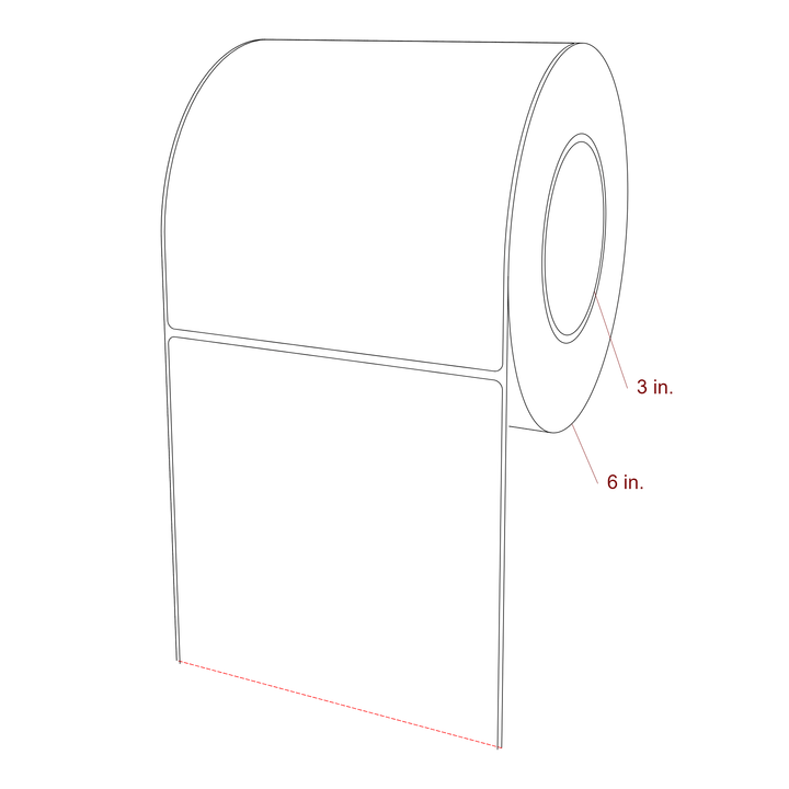 5.5 Inch x 6 Inch Rectangle Inkjet Label Roll - 3 Inch Core - 6 Inch Roll OD - 3D Perspective