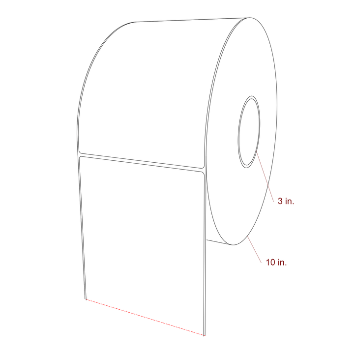 5.5 Inch x 7.75 Inch Rectangle Inkjet Label Roll - 3 Inch Core - 10 Inch Roll OD - 3D Perspective