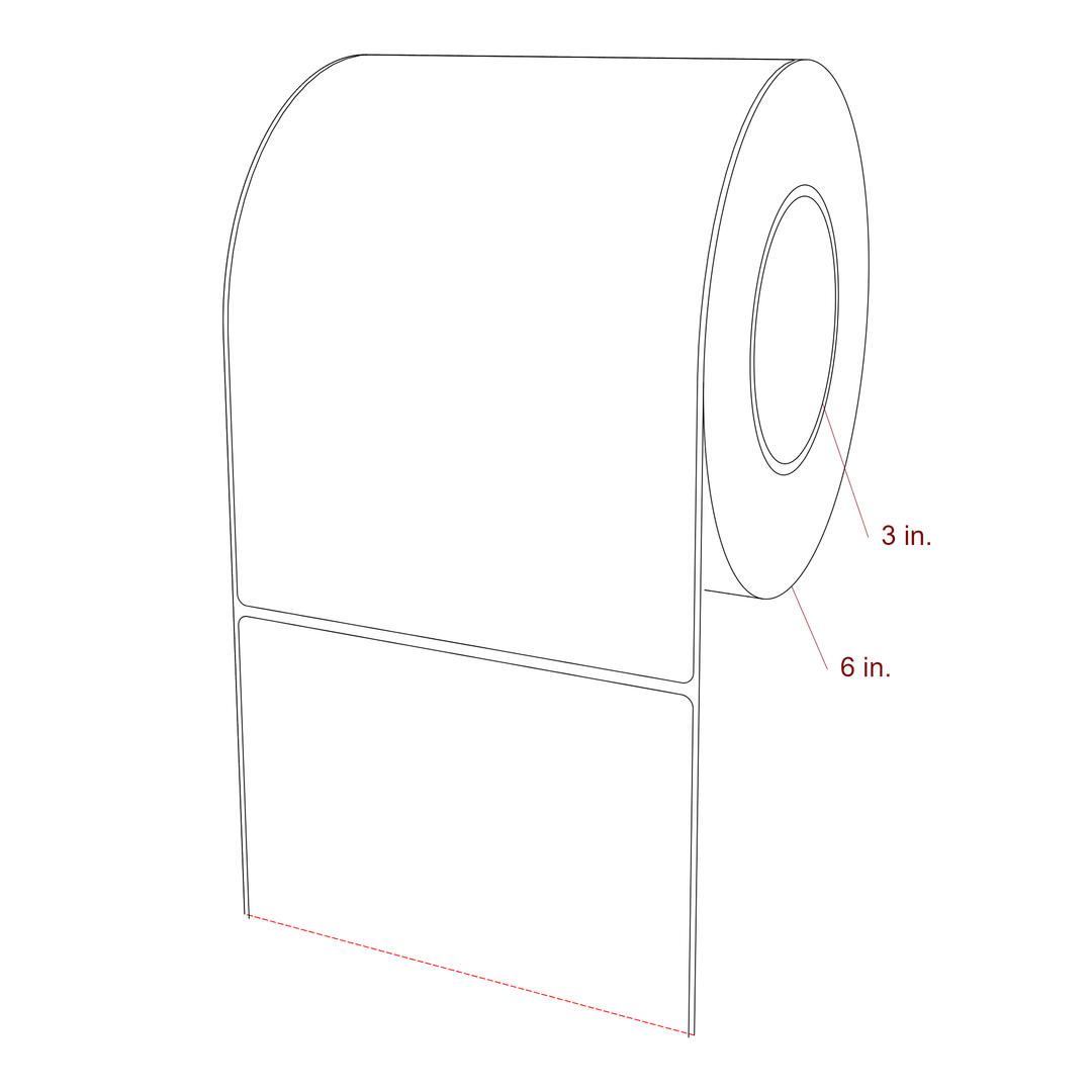5.5 Inch x 7.75 Inch Rectangle Inkjet Label Roll - 3 Inch Core - 6 Inch Roll OD - 3D Perspective