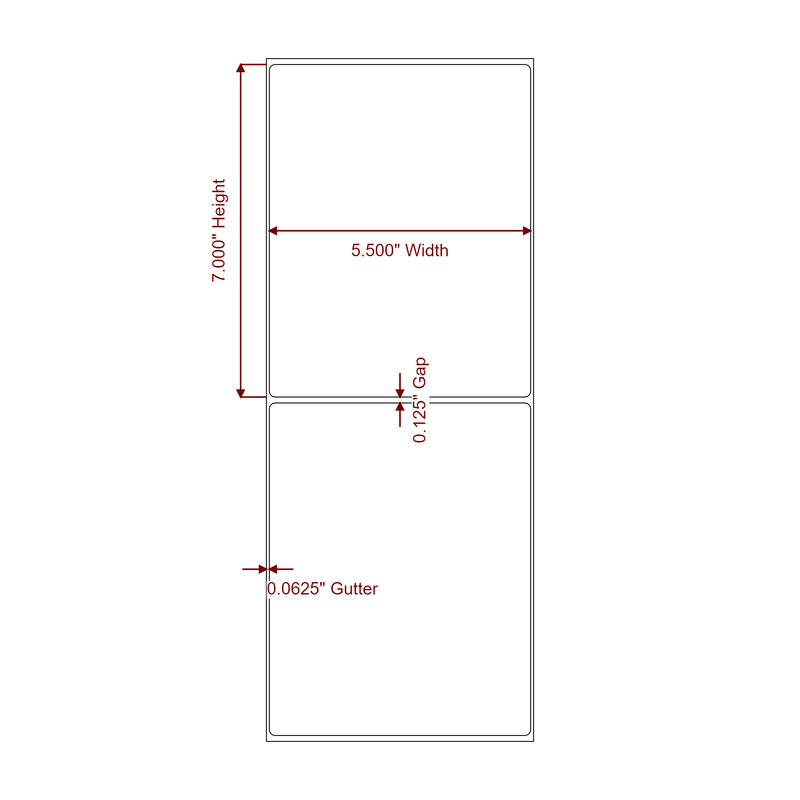 5.5" x 7" Inkjet Label Rolls | Fits Epson ColorWorks, VIPColor & Primera - Label Diagram