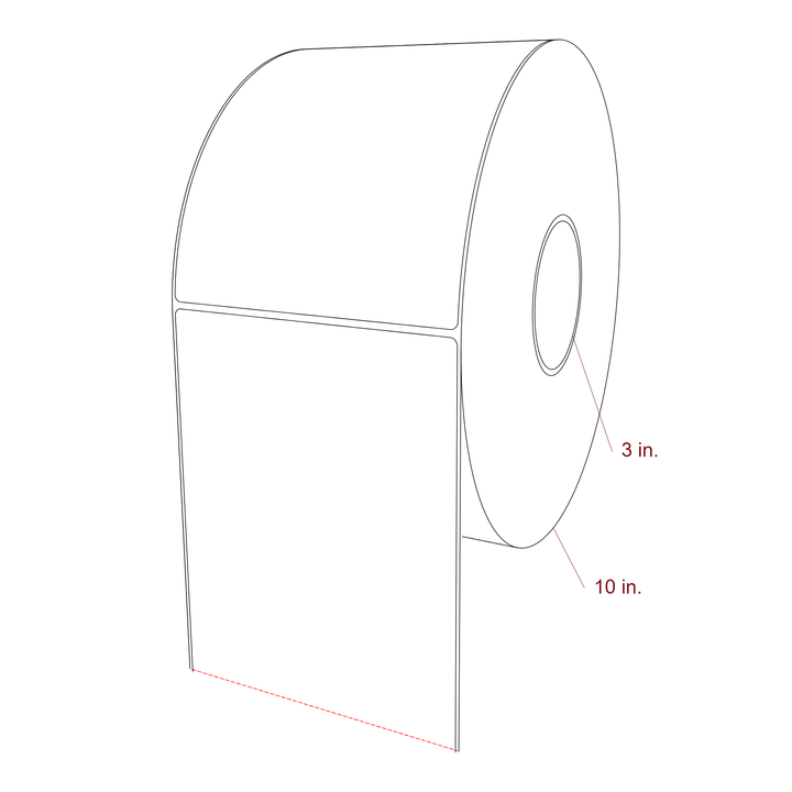 5.5 Inch x 7 Inch Rectangle Inkjet Label Roll - 3 Inch Core - 10 Inch Roll OD - 3D Perspective