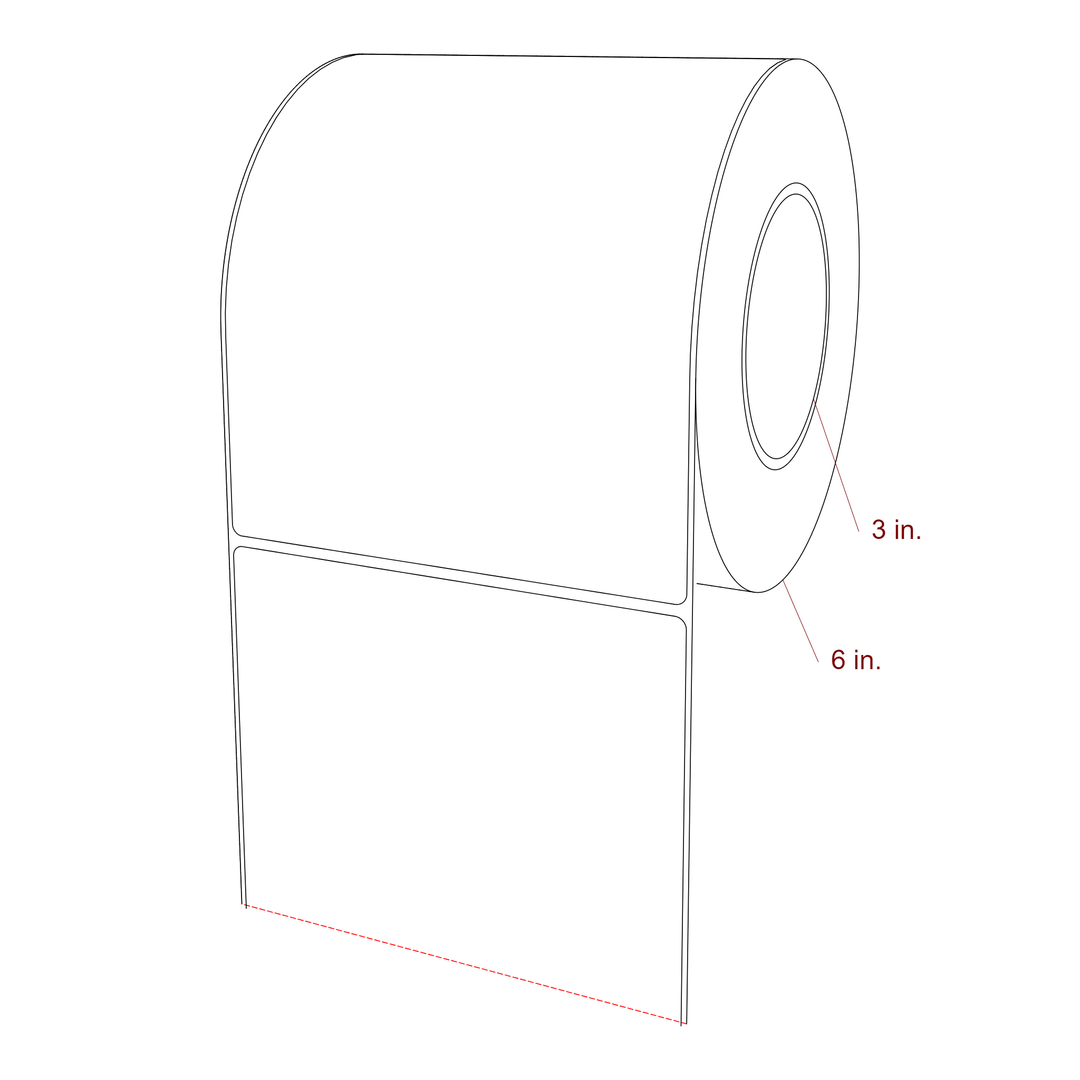 5.5 Inch x 7 Inch Rectangle Inkjet Label Roll - 3 Inch Core - 6 Inch Roll OD - 3D Perspective